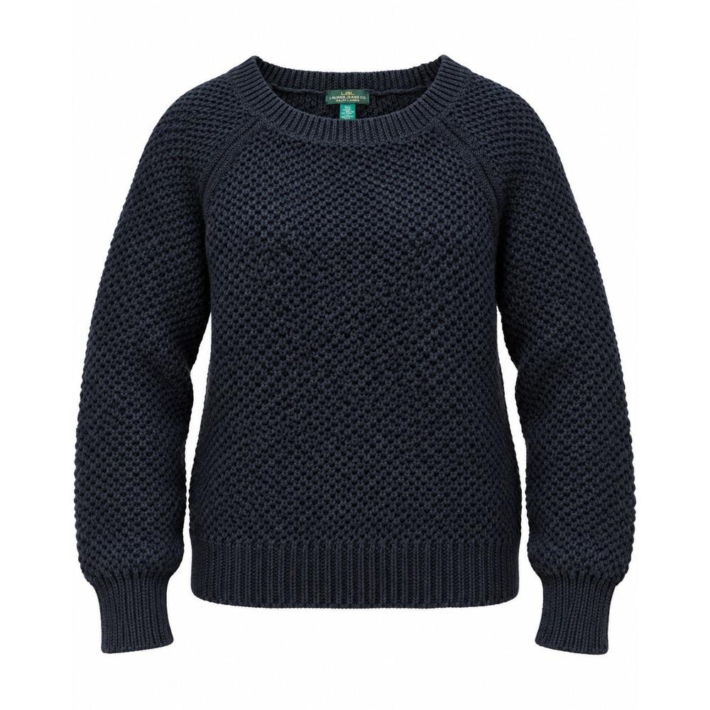 Lauren Jeans Co Ralph Lauren Black Linen Cotton Open Knit Raglan Sweater M